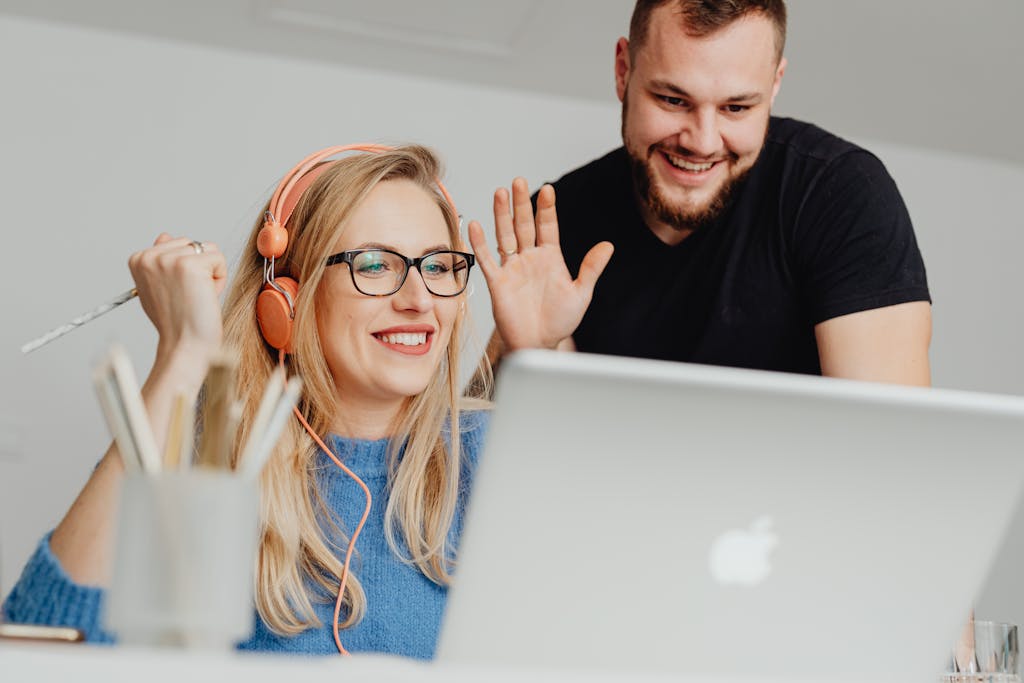 Happy People Talking on Video Call on Computer